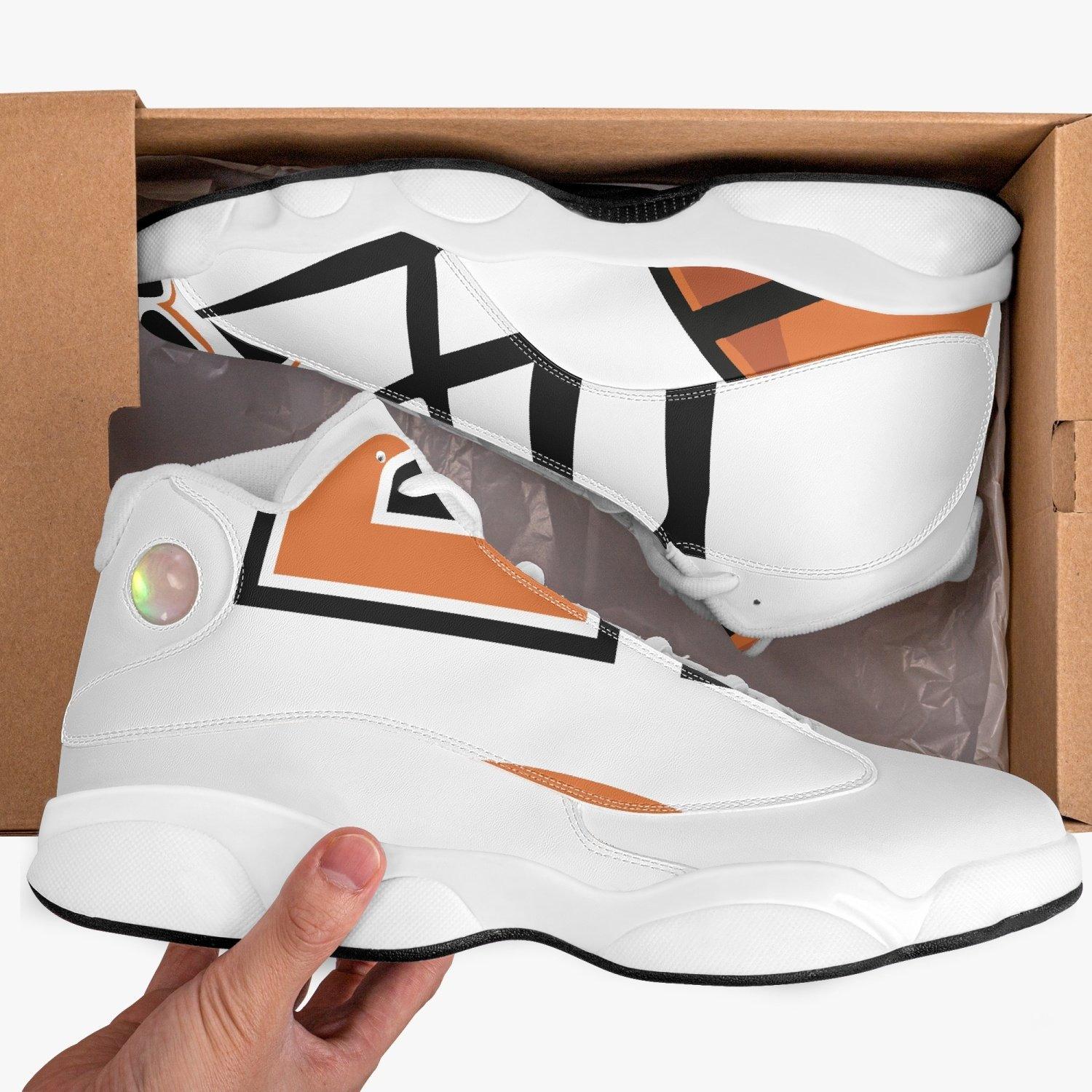 White sole high-top leather basketball designed sneakers